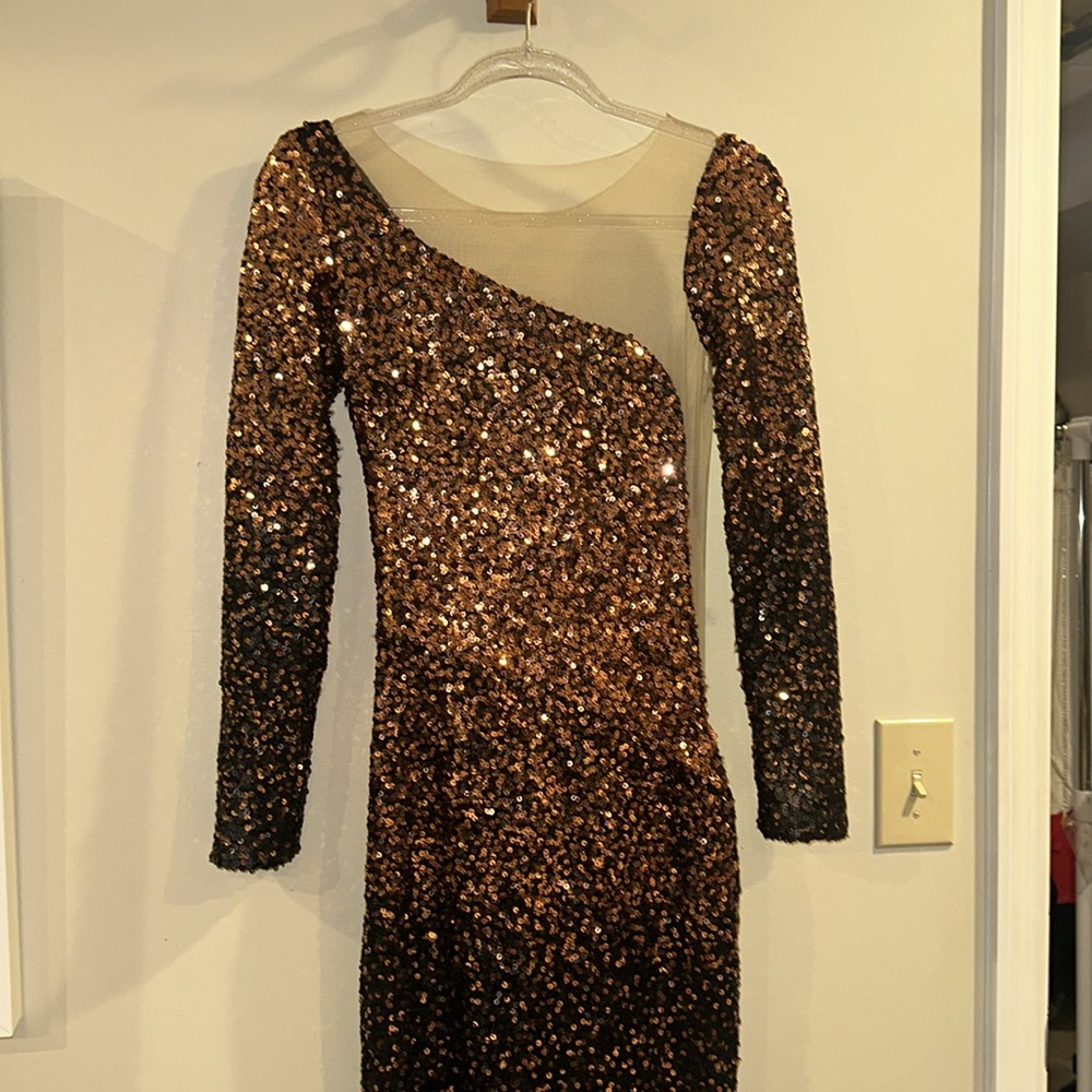Juan Carlos Pinera Copper Black Ombré designer gown!!!